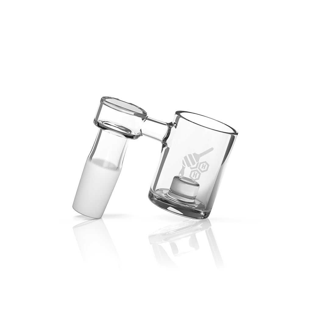 Honeybee Herb CORE REACTOR SIDECAR QUARTZ BANGER at 90° angle, clear design, for dab rigs
