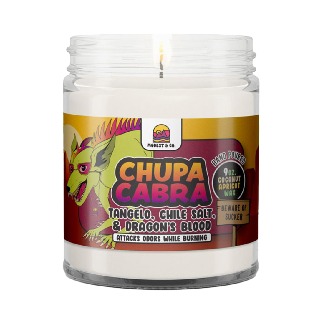 Modest & Co Chupacabra Scented Candle - Coconut Apricot Wax, Odor Neutralizing