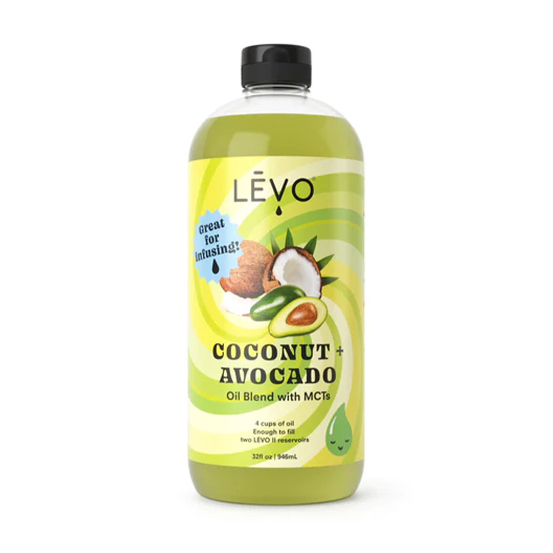 LEVO Oil Blends 32oz bottle front view, featuring Avocado + Coconut, MCT & Organic Virgin Coconut Oil.