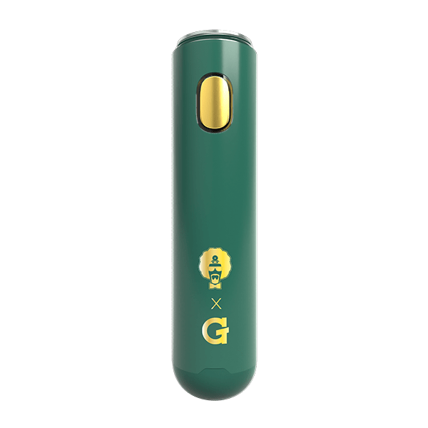 Dr. Greenthumb's X G Pen Micro+ Vaporizer in green, front view on a seamless white background
