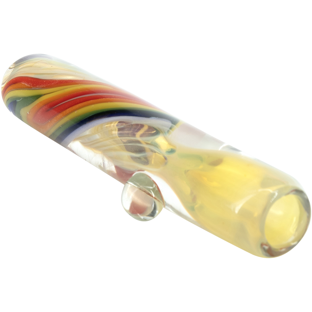 LA Pipes Rainbow Fume Chillum Hand Pipe with Borosilicate Glass on White Background