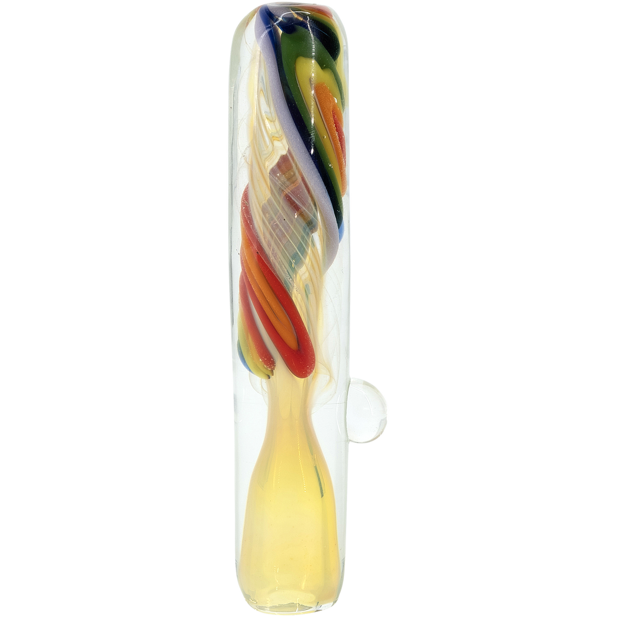 LA Pipes Rainbow Fume Chillum Hand Pipe front view on seamless white background