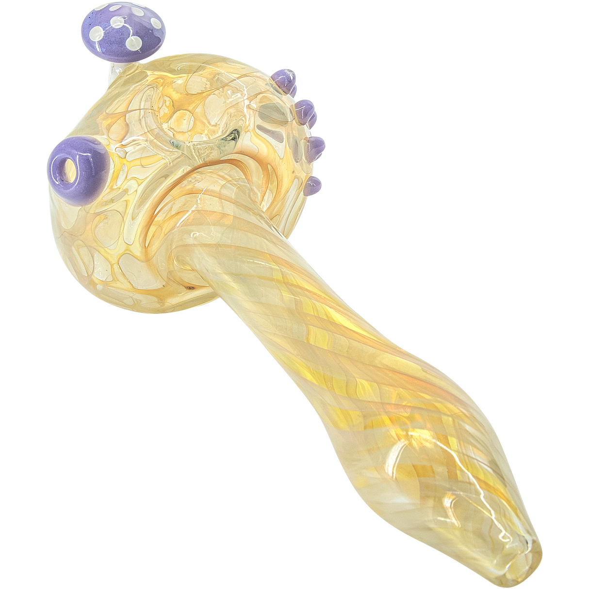 LA Pipes Shrooming Mushroom Head Spoon, color-changing borosilicate glass, angled view