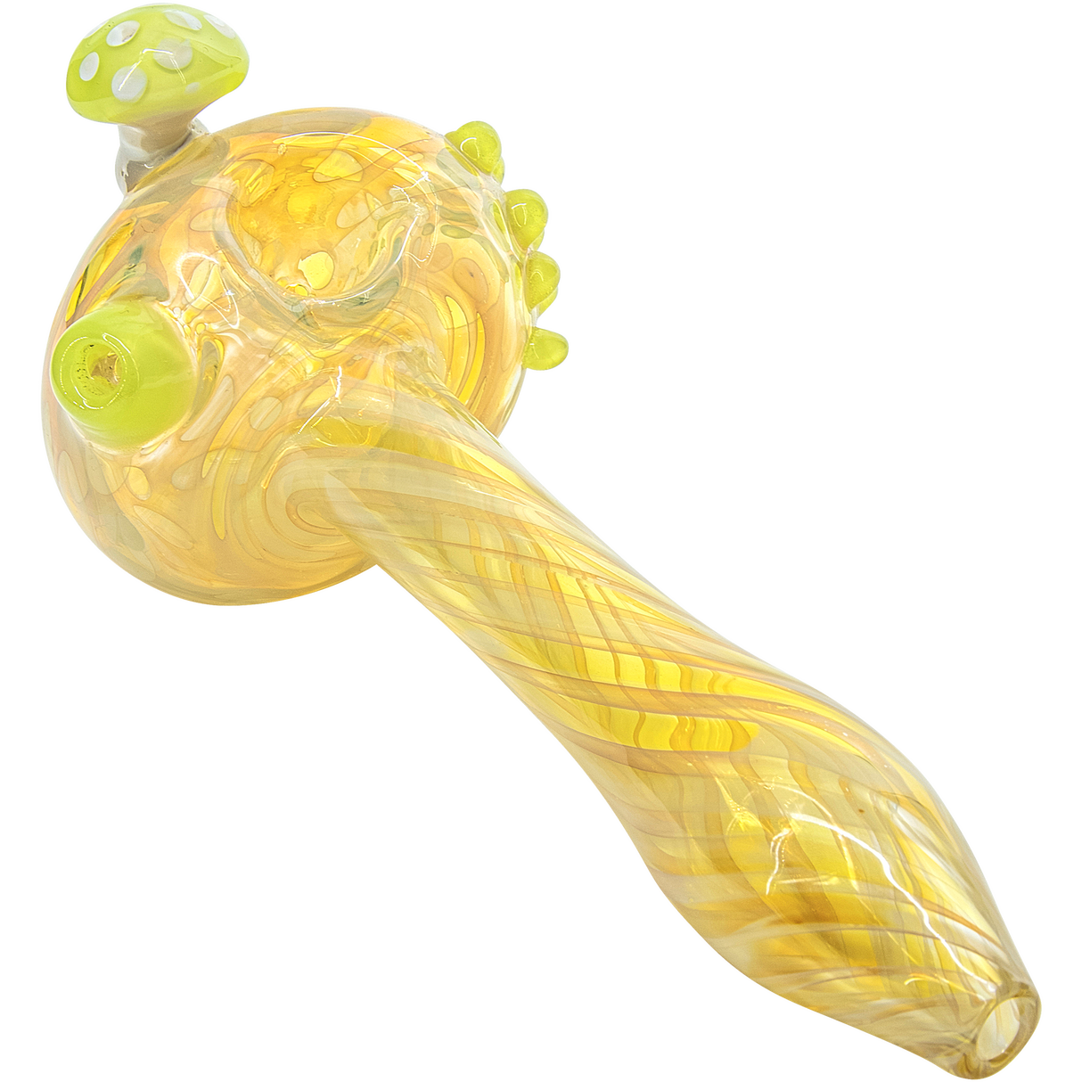 LA Pipes "Shrooming" Mushroom Head Spoon with color-changing borosilicate glass, side view