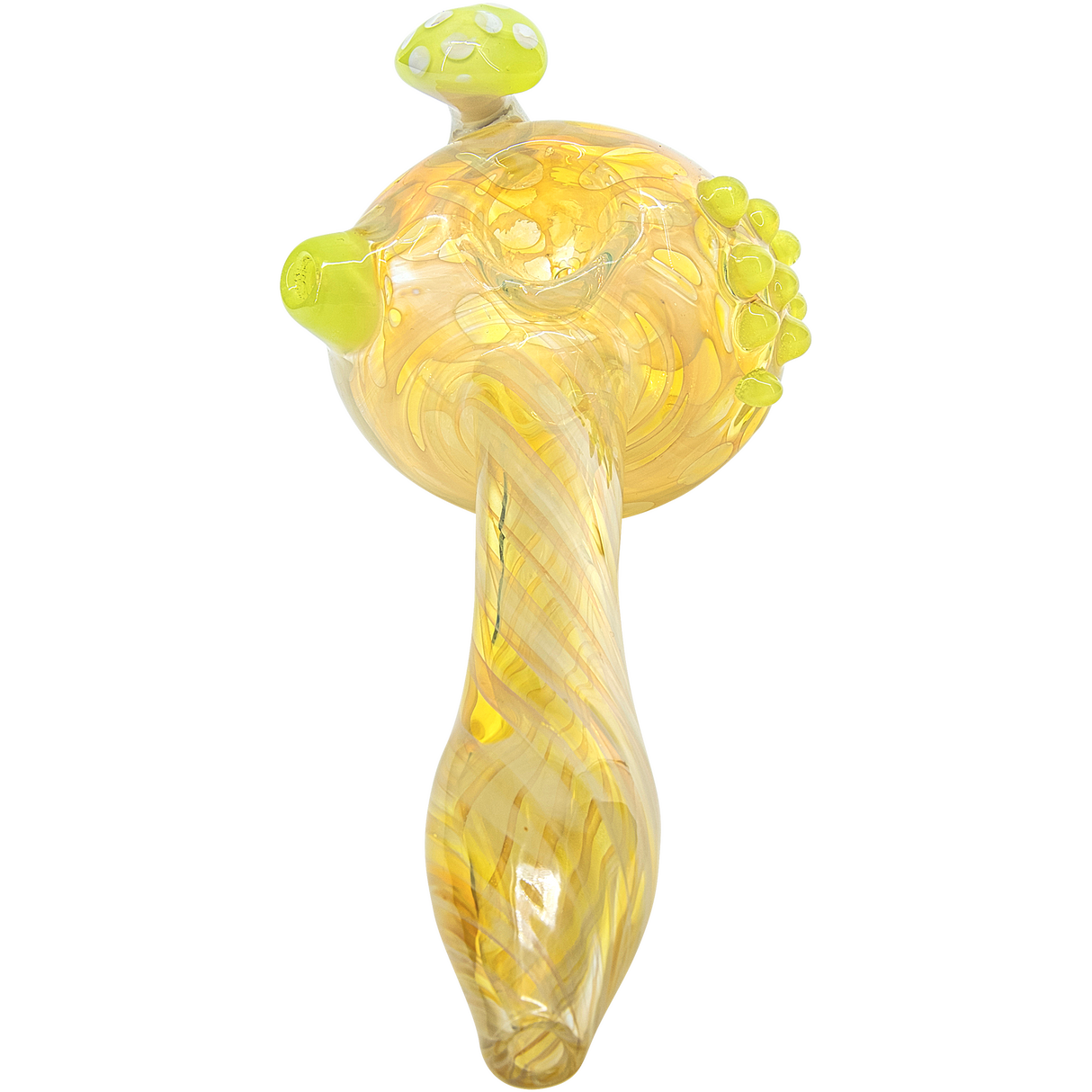 LA Pipes 'Shrooming' Spoon featuring color-changing borosilicate glass, front view on white