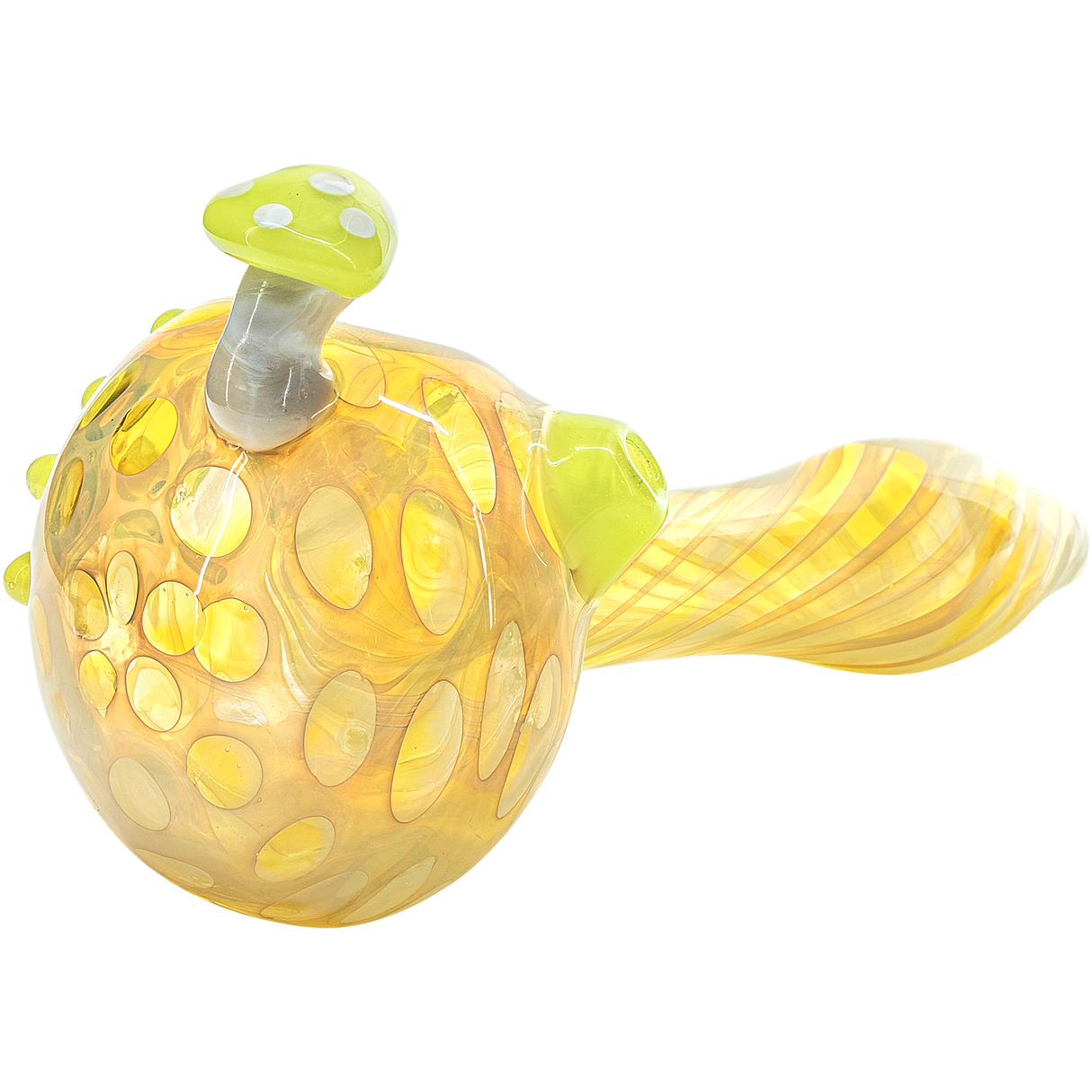 LA Pipes "Shrooming" Color-Changing Spoon Pipe with Mushroom Design - Side View