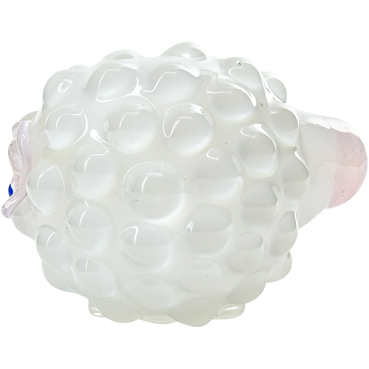 LA Pipes "White Heart" Ivory Glass Spoon Pipe, Durable Borosilicate, Top View