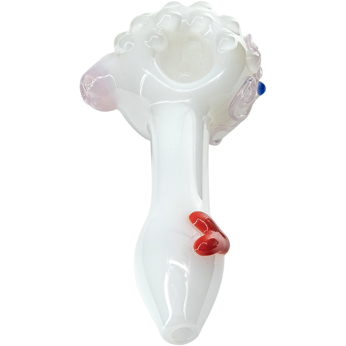 LA Pipes "White Heart" Ivory Glass Spoon Pipe with Borosilicate Design, Top View