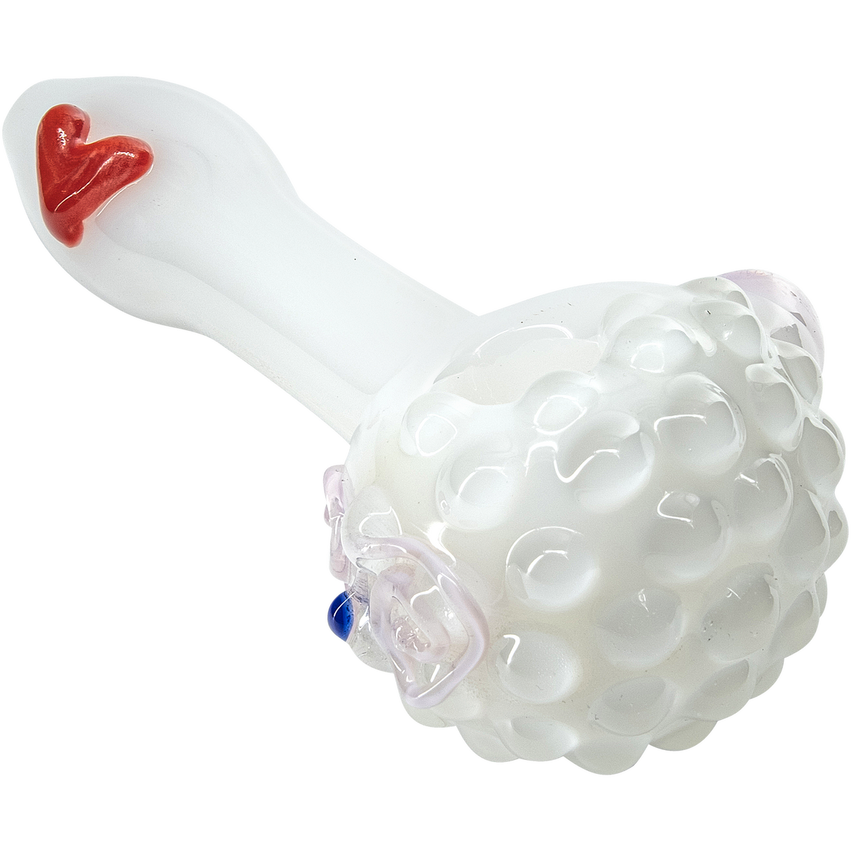 LA Pipes "White Heart" Ivory Glass Spoon Pipe with Borosilicate Design - Side View