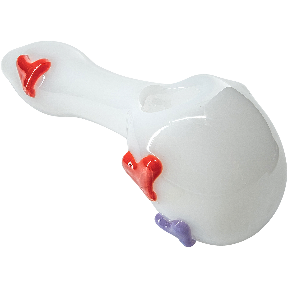 LA Pipes White Drooper Spoon with Colorful Heart Accents - Top View