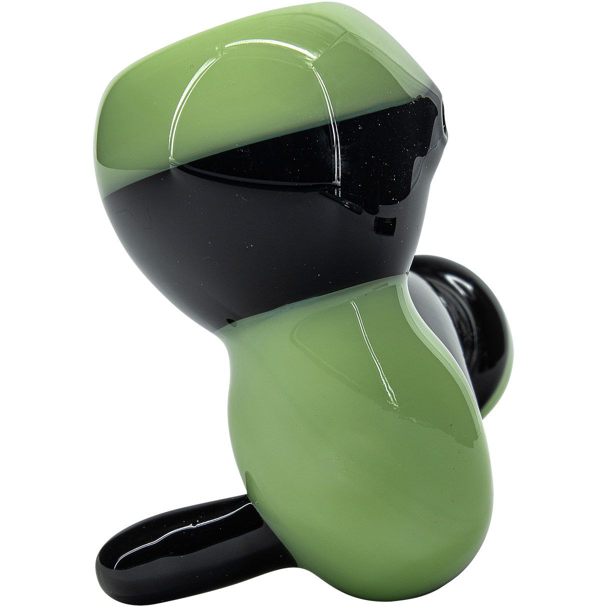 LA Pipes "Alien Locks" Hand Pipe in Green and Black - Side View with Borosilicate Glass