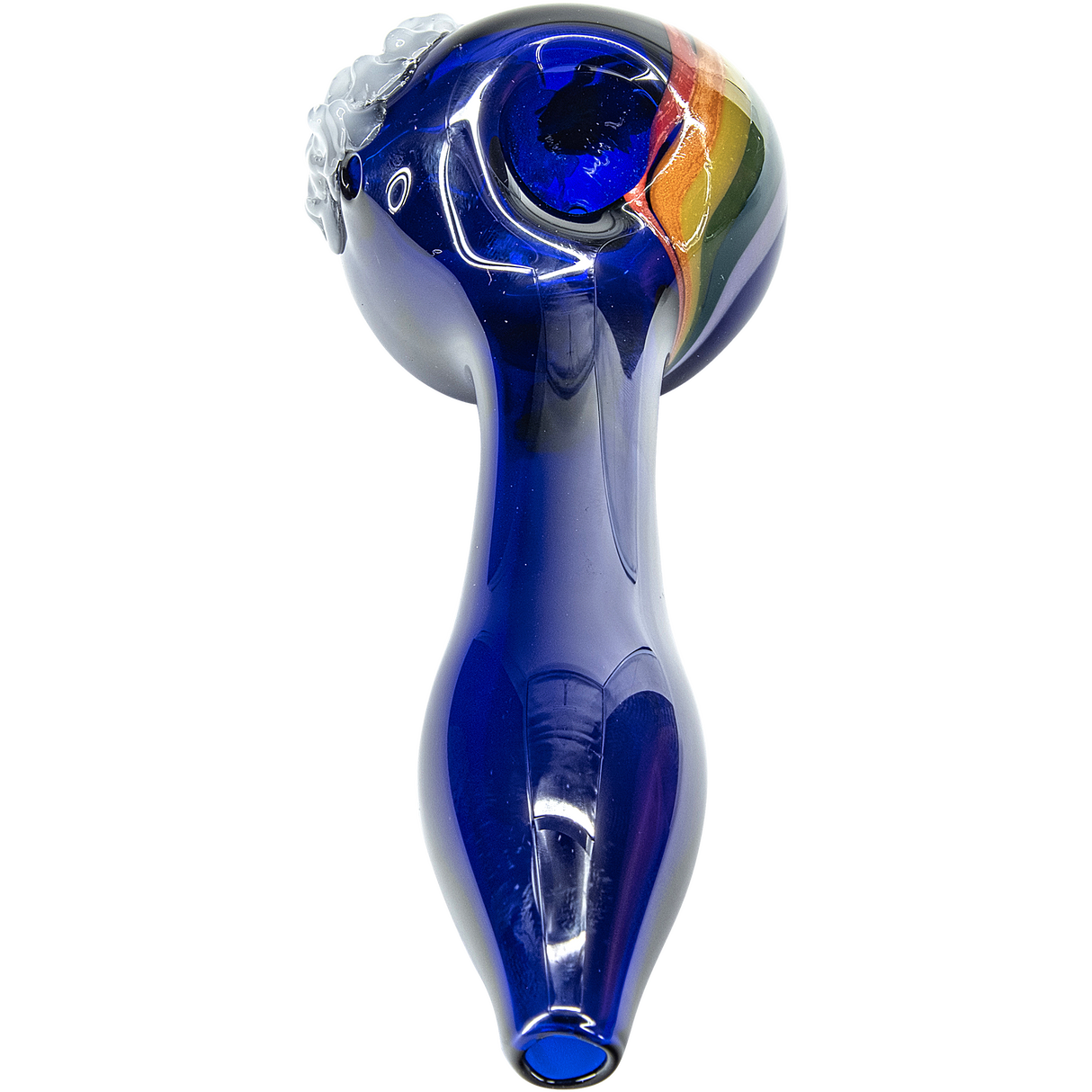 LA Pipes Rainbows n Clouds Cobalt Blue Glass Pipe with Deep Bowl - Top View
