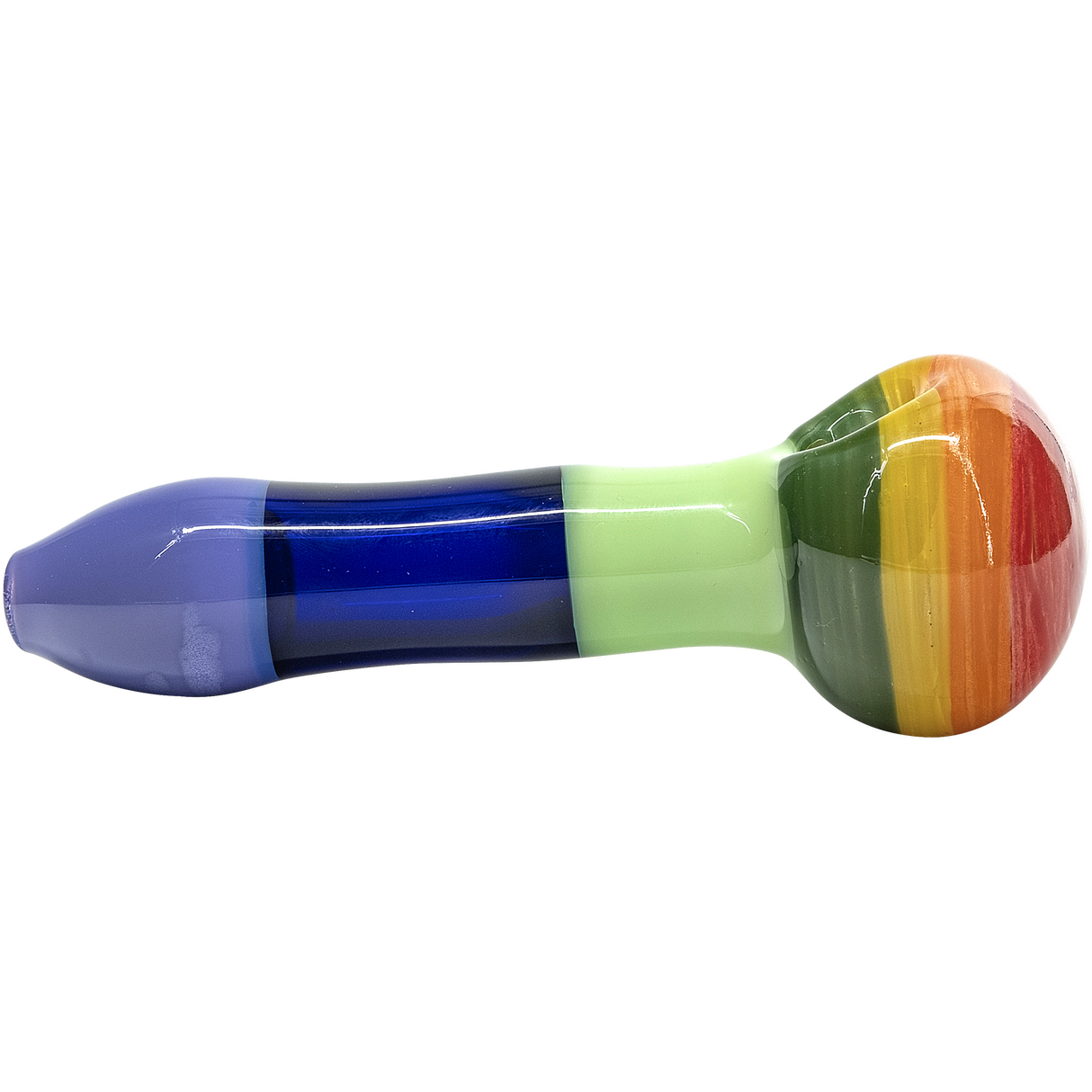 LA Pipes "Hard Candy" Rainbow Spoon Glass Pipe, Durable Borosilicate - Side View