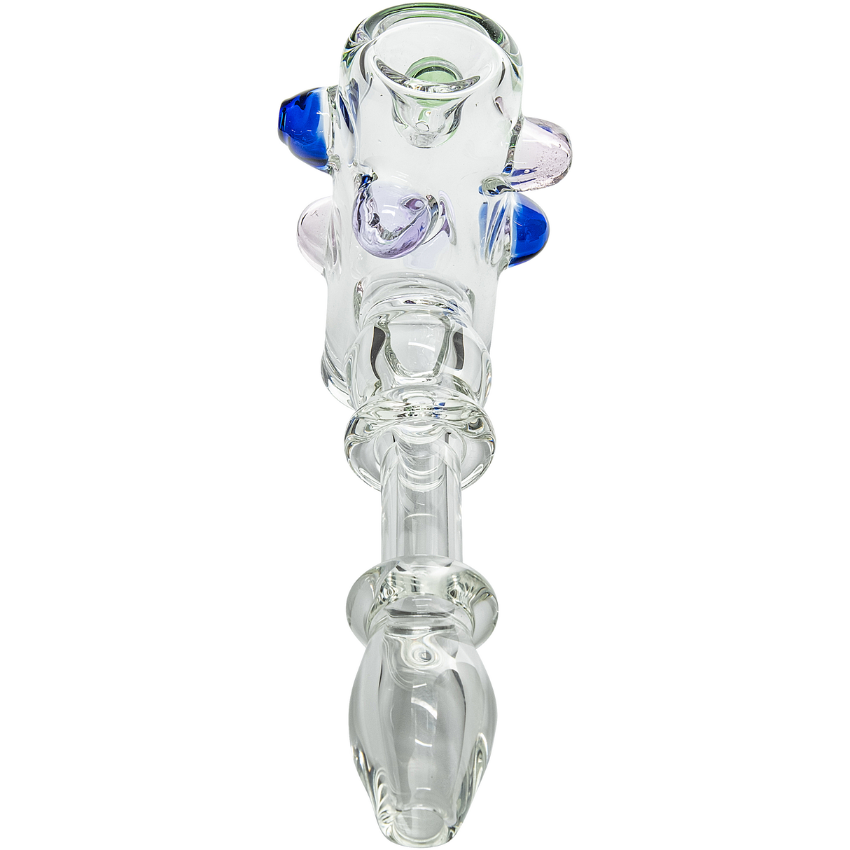 LA Pipes Wonka Will 5.5" Glass Pipe with Color Marbles, Front View on Seamless White