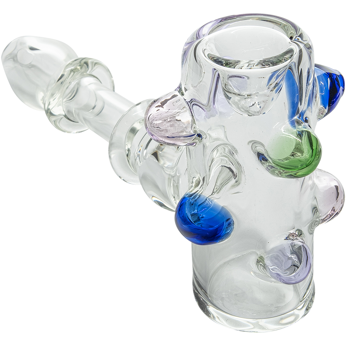 LA Pipes Wonka Will Borosilicate Glass Pipe with Color Marbles, Angled Side View