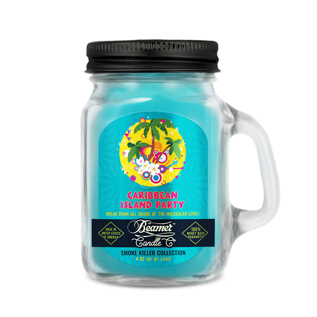 Beamer Candle Co. Mini 4oz Caribbean Island Party Candle in Mason Jar Design