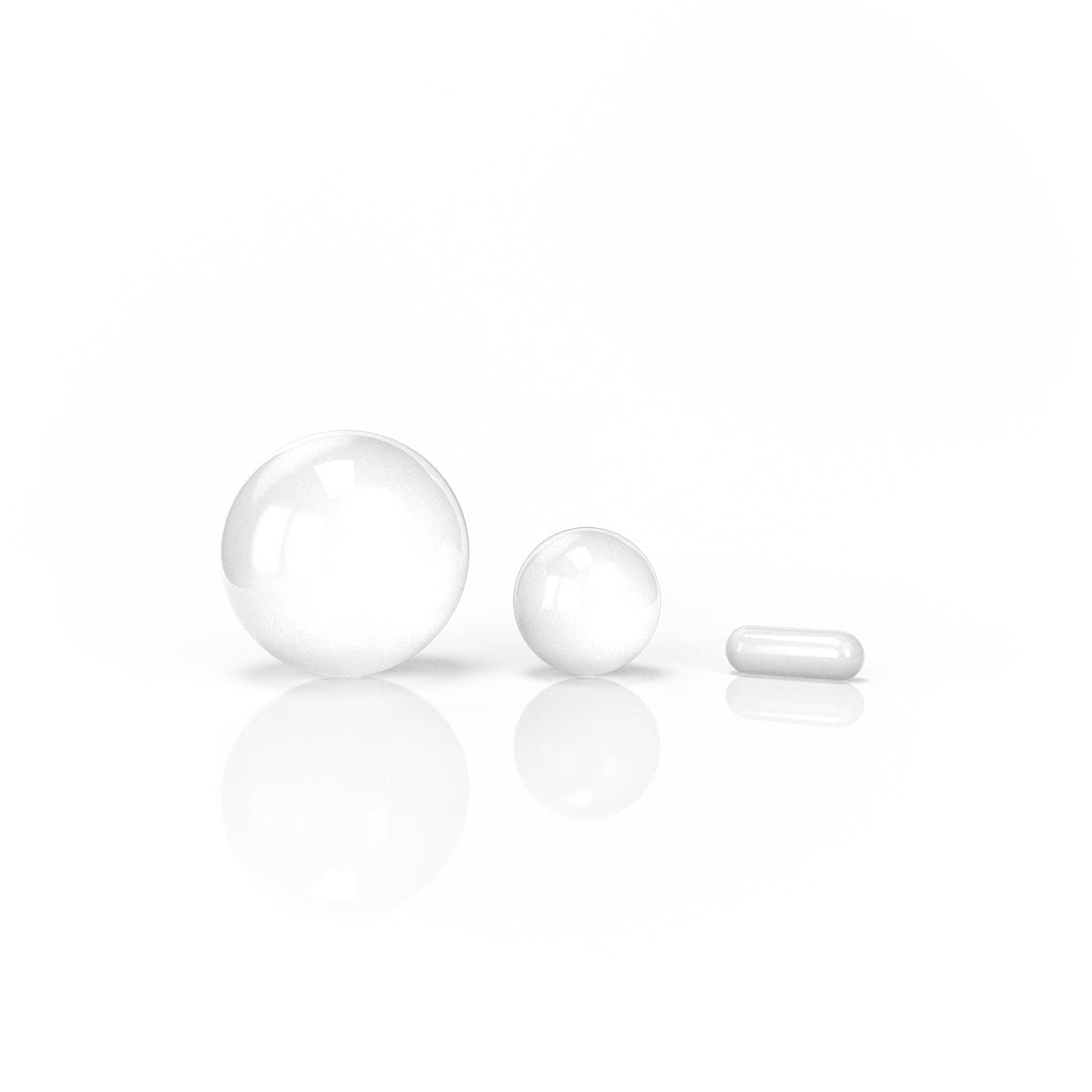 Honeybee Herb Dab Marble Sets in assorted sizes on white background, borosilicate glass, for dab rigs