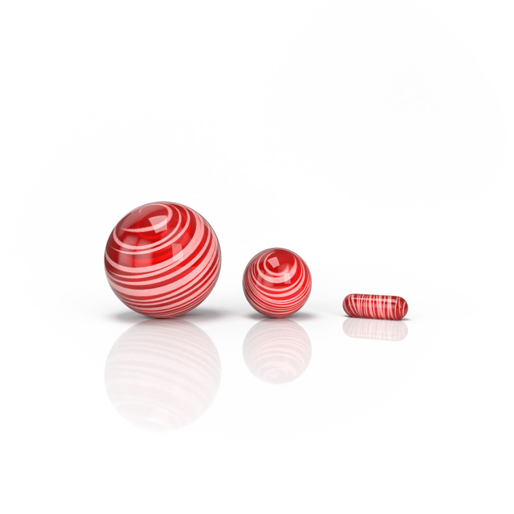 Honeybee Herb Dab Marble Set in Assorted Red Stripes, Borosilicate Glass, Front View