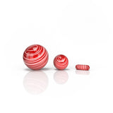 Honeybee Herb Dab Marble Set in Assorted Red Stripes, Borosilicate Glass, Front View