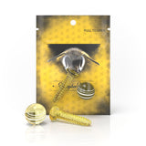 Honeybee Herb Dab Screw Set in Amber, displayed on branded packaging with bee design