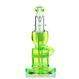 Dahlia Mini Rig in vibrant green, compact 5.5" with honeycomb percolator, ideal for concentrates.
