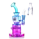 Dahlia Mini Rig in purple to blue gradient, compact 5.5" honeycomb percolator, 90-degree joint