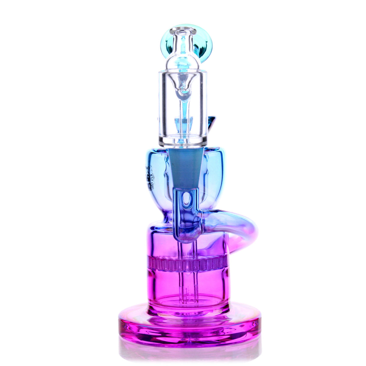 Dahlia Mini Rig in Purple - Compact 5.5" Dab Rig with Honeycomb Percolator, 90 Degree Joint