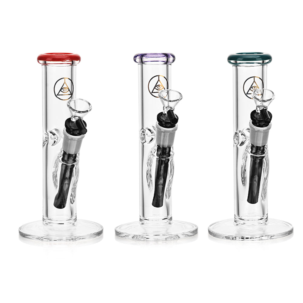 Ritual Smoke Daily Driver 8" Straight Tube Bongs with Turquoise Accents - Front View