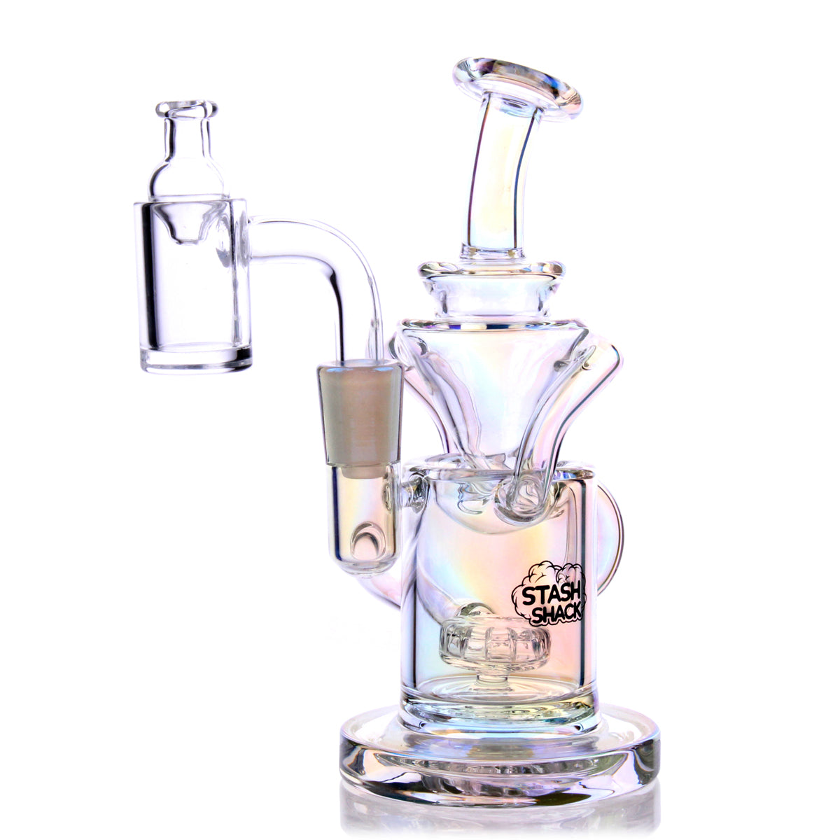Desert Rose Mini Rig by The Stash Shack with Showerhead Percolator for Concentrates, Front View