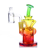 Desert Rose Mini Rig by The Stash Shack, Rasta color, compact design with recycler percolator, front view