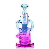 Desert Rose Mini Rig in purple-to-blue gradient, compact 5.5" dab rig with showerhead percolator, front view