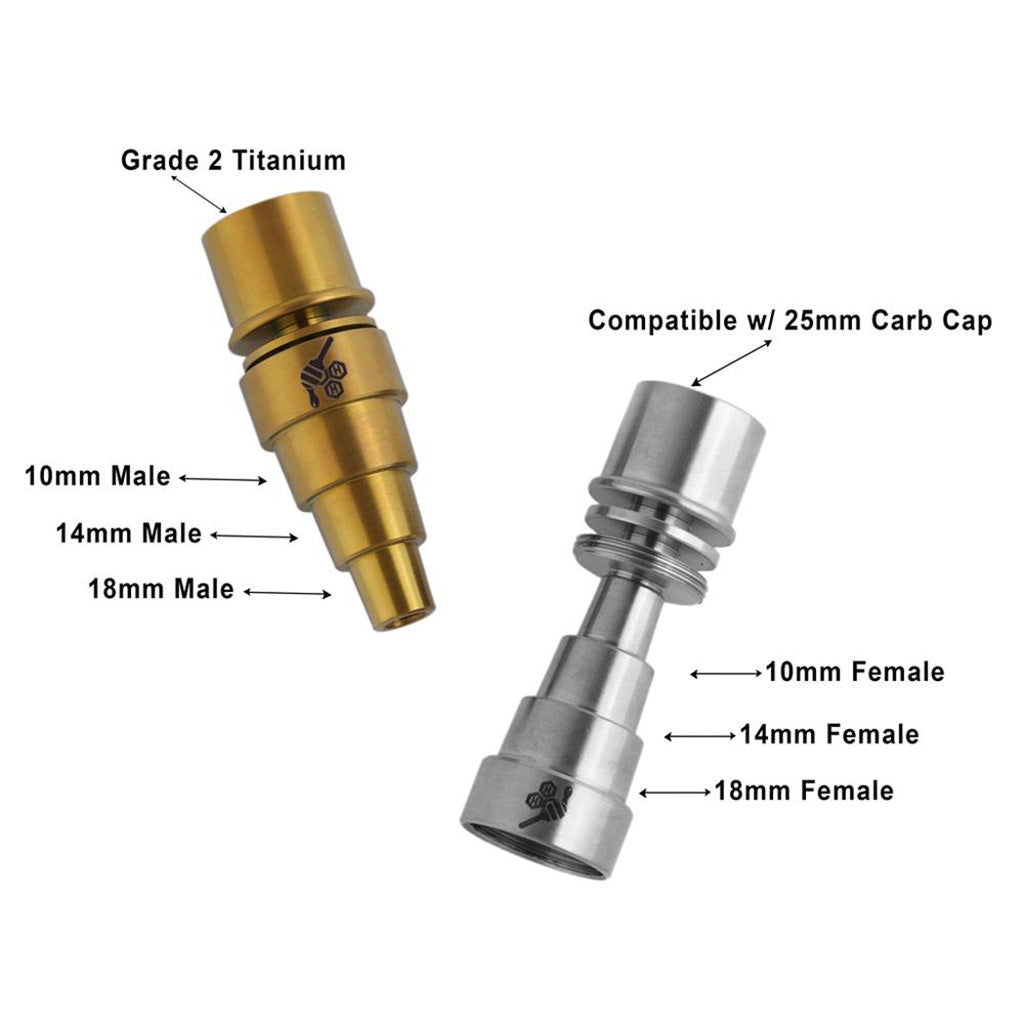 Honeybee Herb Titanium 6 in 1 E-Nail Dab Nail in Gold and Silver for Various Joint Sizes