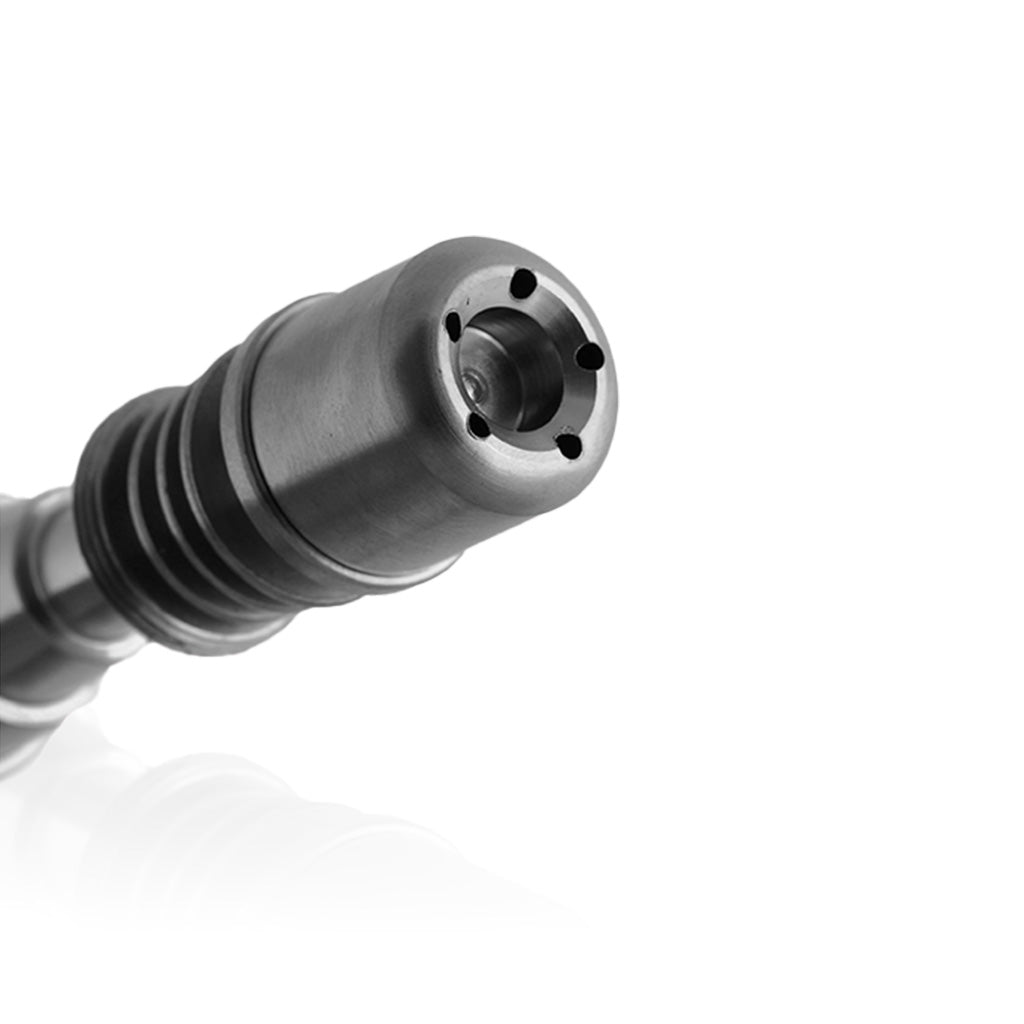 Honeybee Herb Titanium 6-in-1 Skillet E-Nail Dab Nail, angled side view on white background