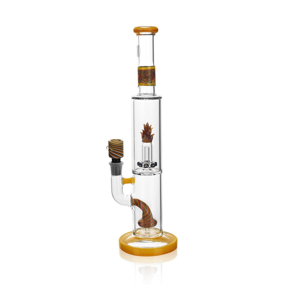 High Society Cygnus Premium Wig Wag Waterpipe, Canary Yellow, with Showerhead Percolator, front view