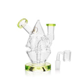 Ritual Smoke Water Bender Fab Cone Rig in Lime Green with Quartz Banger - Front View