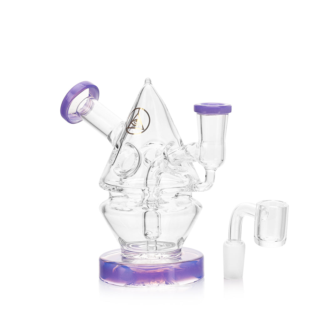 Ritual Smoke Water Bender Fab Cone Rig in Slime Purple with Clear Glass, Front View