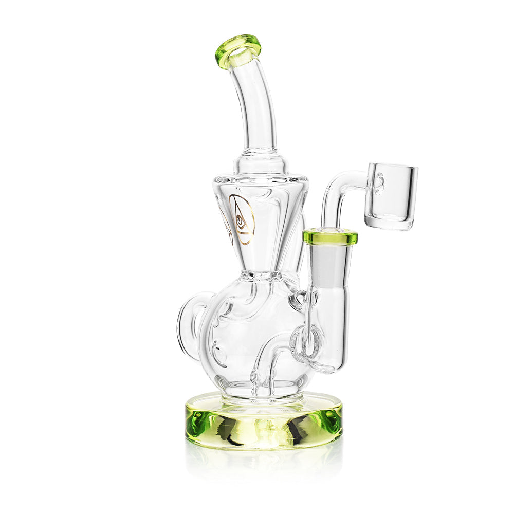 Ritual Smoke Air Bender Bubble-Cycler Rig in Lime Green with Clear Glass, Front View