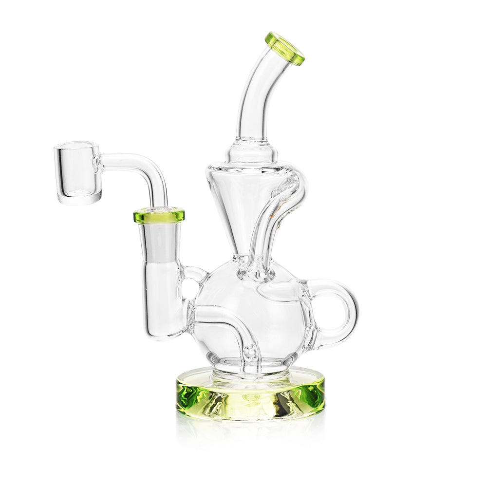 Ritual Smoke Air Bender Lime Green Bubble-Cycler Concentrate Rig with Glass Percolator, Front View