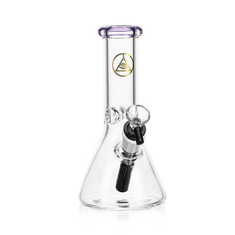 Ritual Smoke Daily Driver 8" Beaker with Purple Accents and Clear Glass, Front View