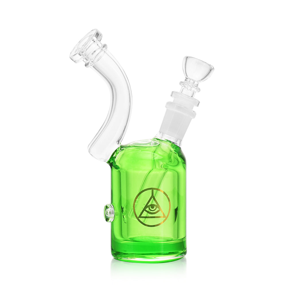 Ritual Smoke - Blizzard Bubbler in Green - Front View with Angled Mouthpiece