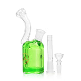 Ritual Smoke Blizzard Bubbler in Green with Curved Neck and Clear Downstem - Front View