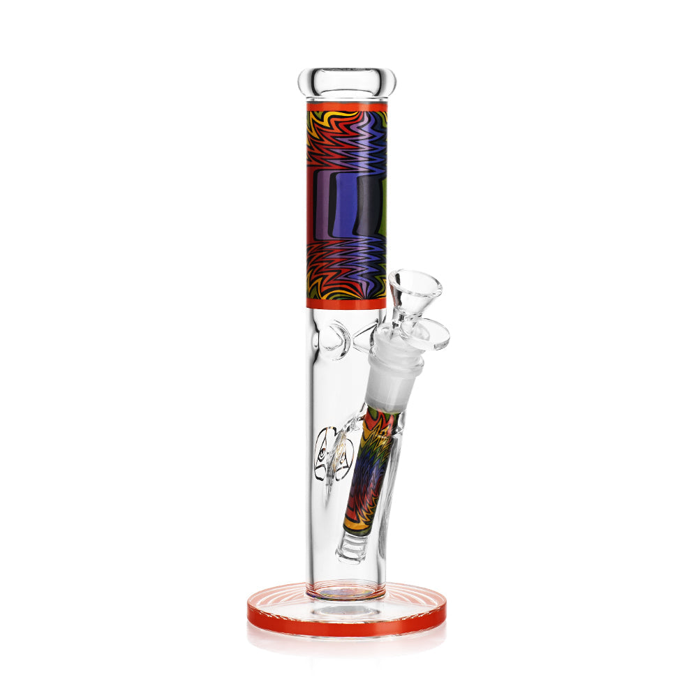 Ritual Smoke Prism 10" Glass Straight Tube in Tangerine with Colorful Accents - Front View