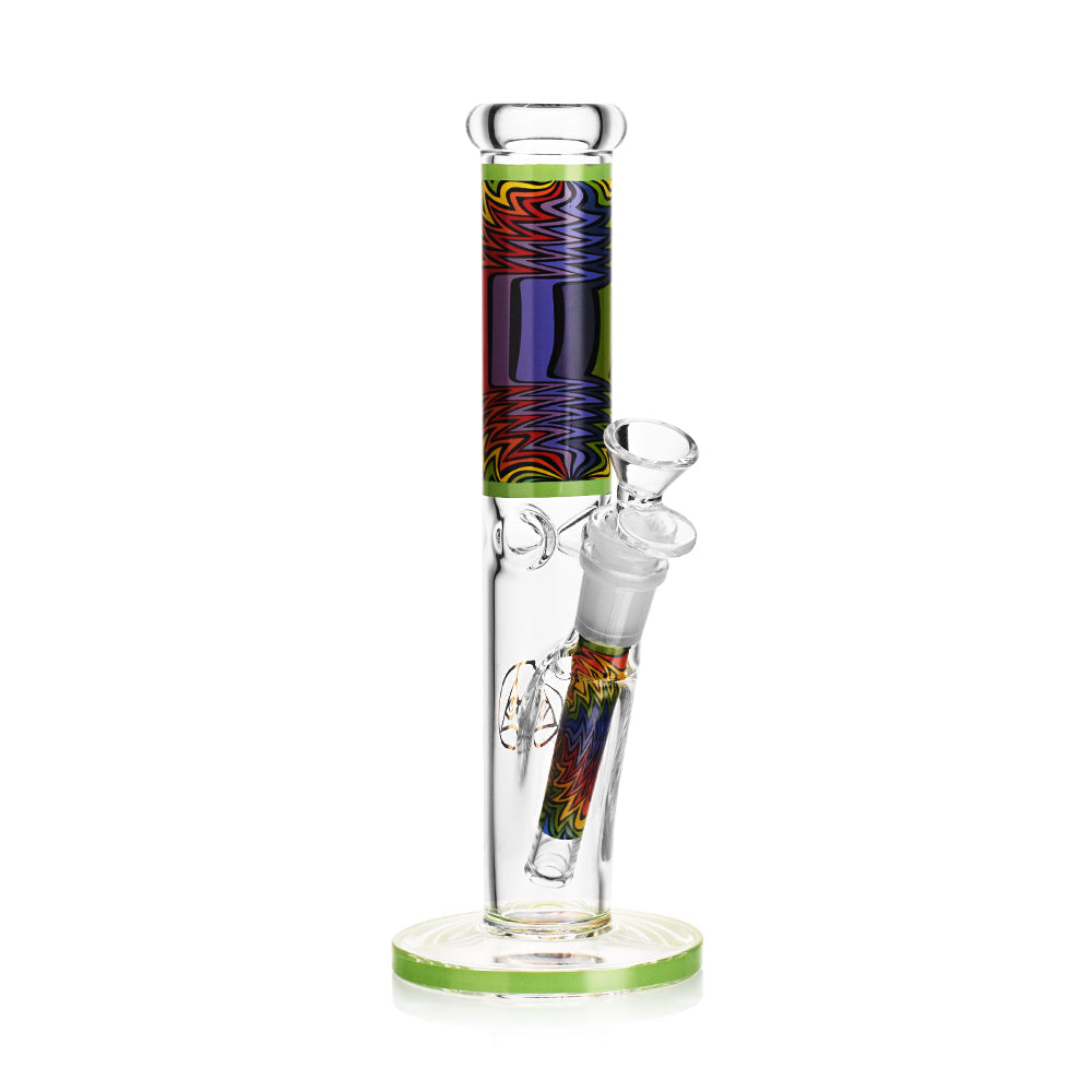 Ritual Smoke Prism 10" Straight Tube Bong in Lime with Colorful Accents - Front View