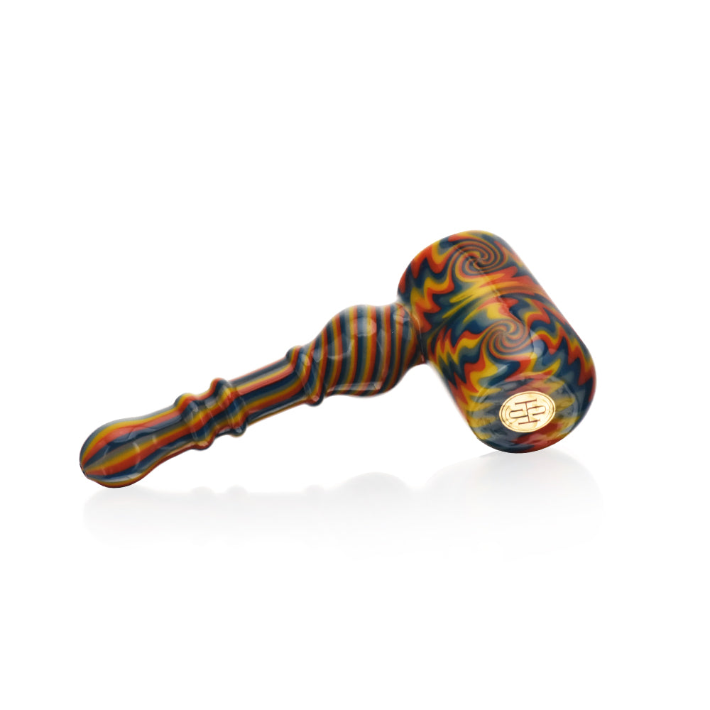 High Society Eris Premium Wig Wag Bubbler in White Rainbow with side angle view on white background