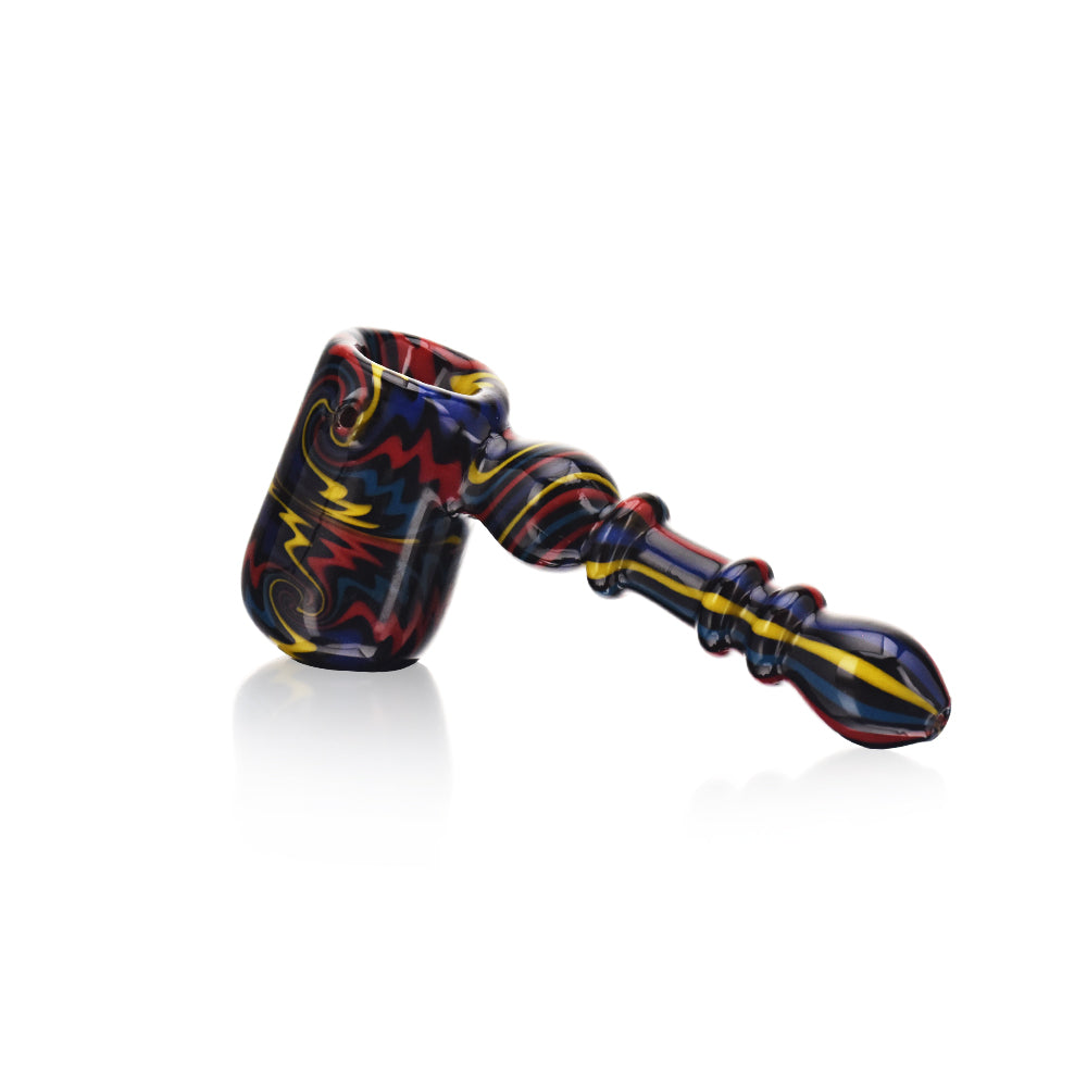 High Society Eris Wig Wag Bubbler in Rainbow V2, Side View on White Background