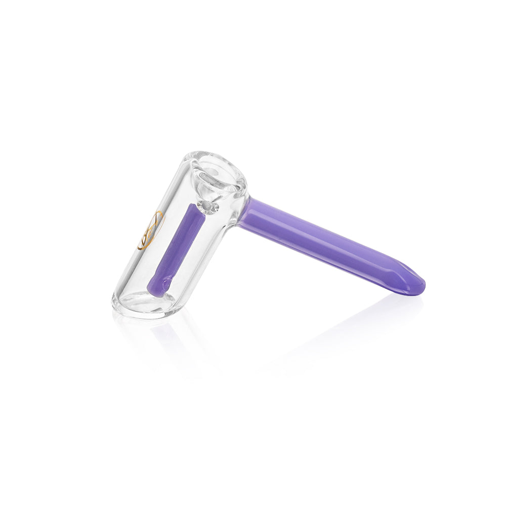 Ritual Smoke Slime Purple Hammer Bubbler with Hole Diffuser, Angled View on Seamless White