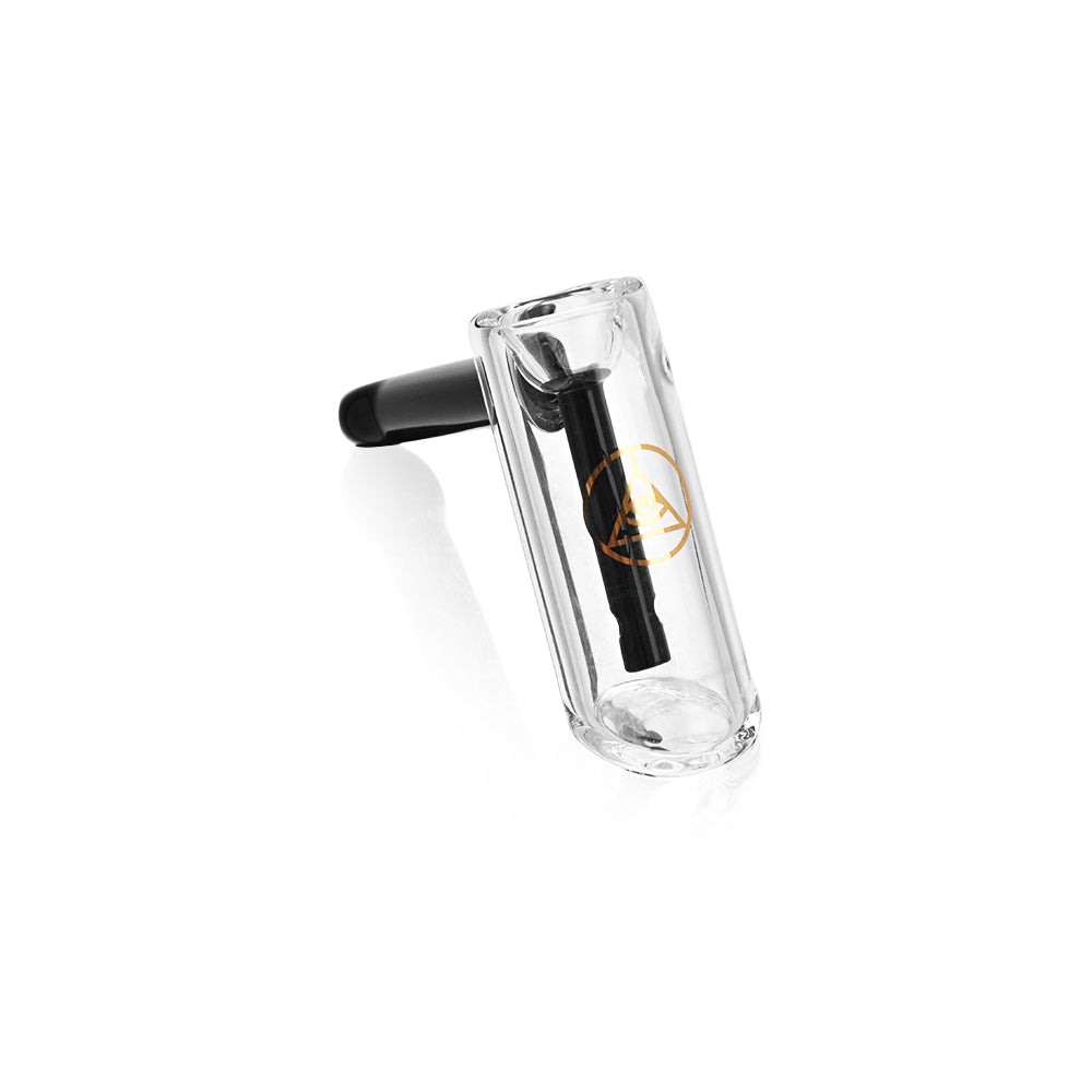 Ritual Smoke Hammer Bubbler in Black with Clear Glass Body - Side View on White Background
