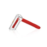 Ritual Smoke Hammer Bubbler in Crimson with Clear Glass Body - Side View