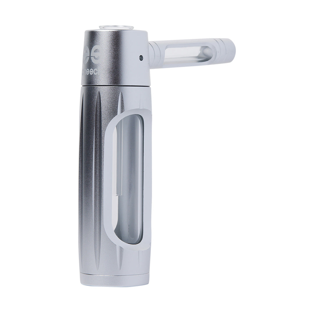 Cheech Glass 7" Silver Metal Bubbler, front view on a seamless white background