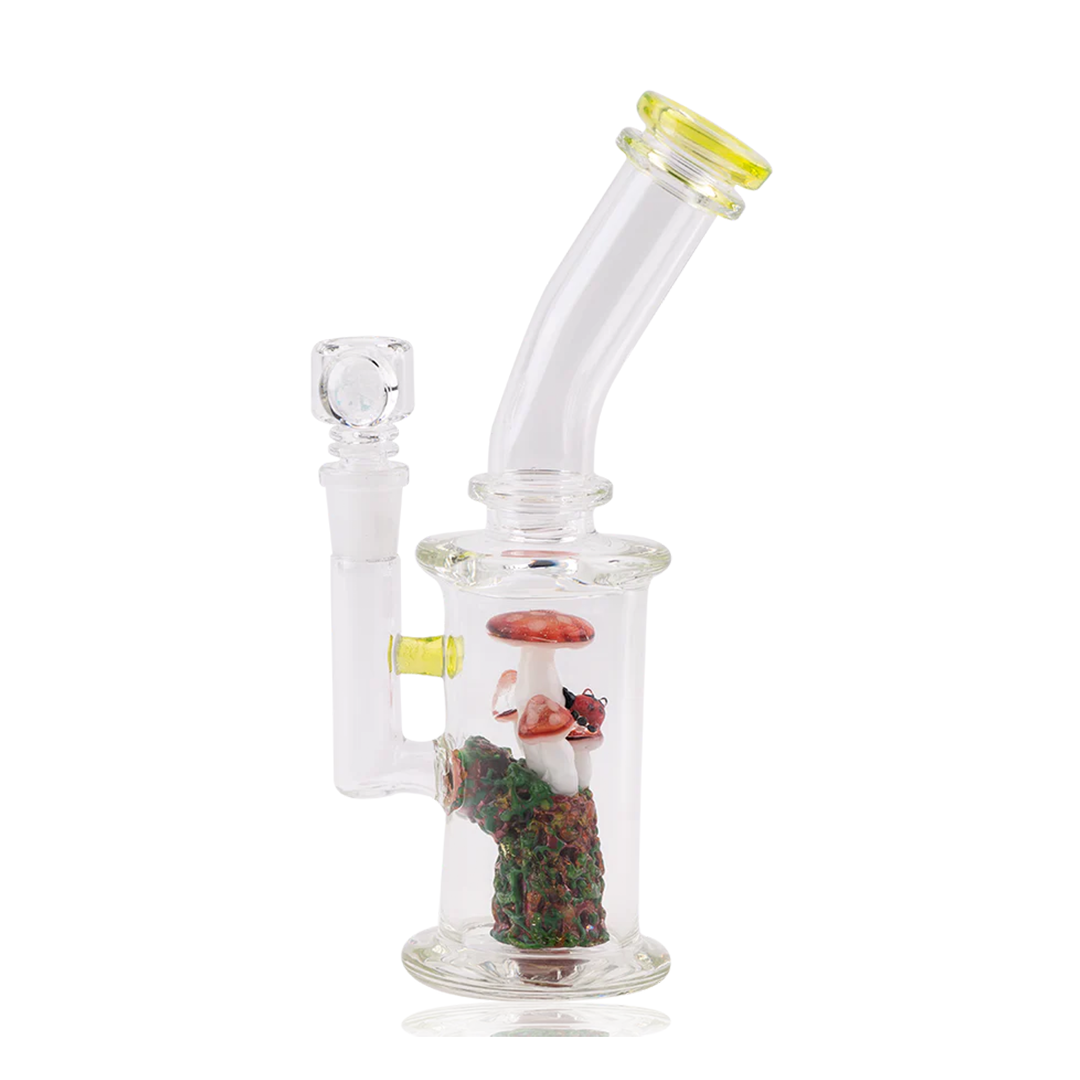 Empire Glassworks Cosmic Mushrooms Mini Dab Rig with Intricate Glass Artwork - Front View
